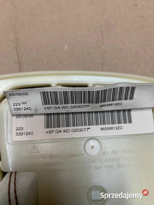 Poduszka powietrzna fotela airbag prawa citroen Szczecin sprzedam