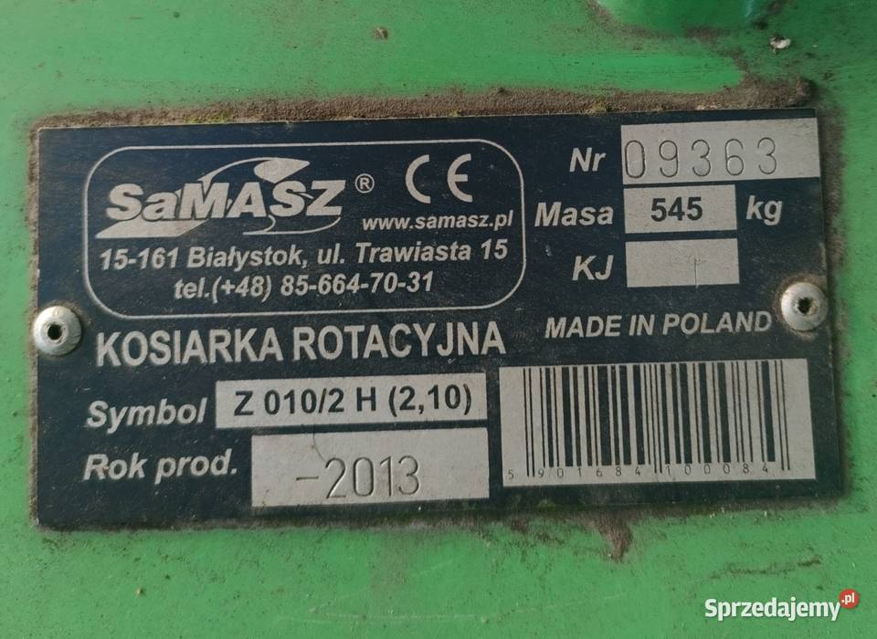 Sprzedam Kosiarkę rotacyjną SAMASZ mazowieckie Zalas sprzedam