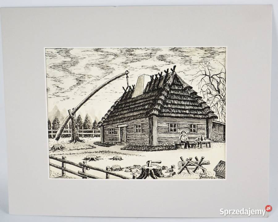 Rysunki podpis Jan Ballan 2013r tusz i piórko Bronisze
