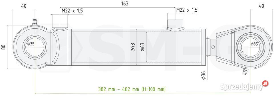 Polski SIŁOWNIK Hydrauliczny Tłok 63x36 Skok 100 Solec Kujawski