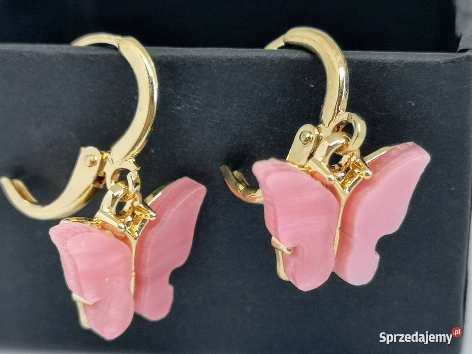 Delikatne kolczyki motylki różowe Kołobrzeg sprzedam