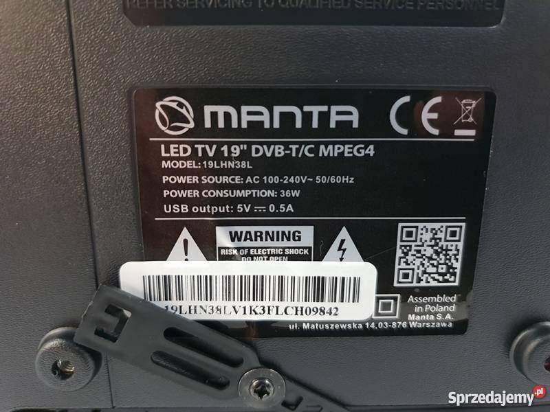 TELEWIZOR MANTA TV 19 HD READY 19LHN38L Jastrzębie-Zdrój