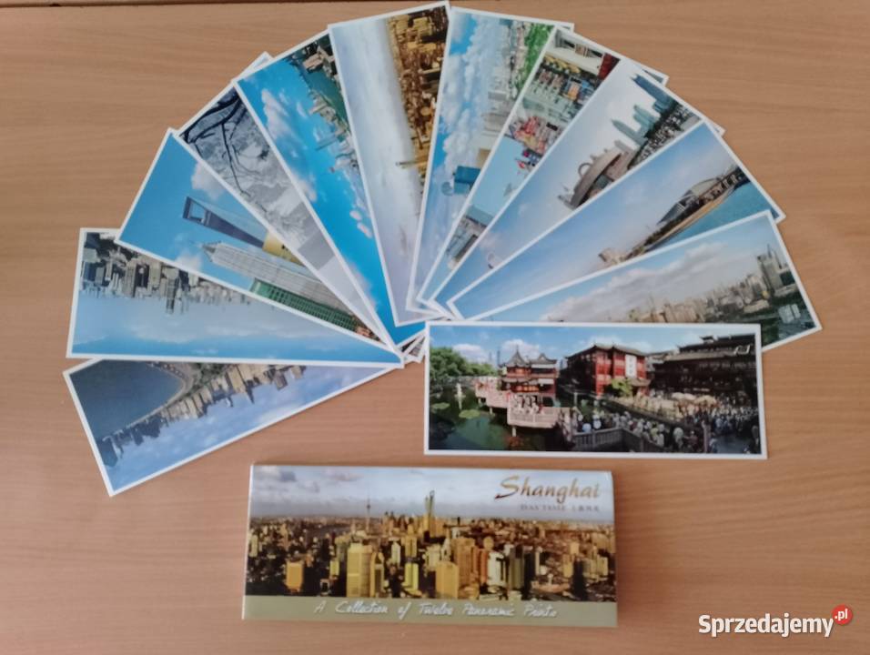 Zestaw 12 panoramicznych pocztówek z SZANGHAJU wielkopolskie