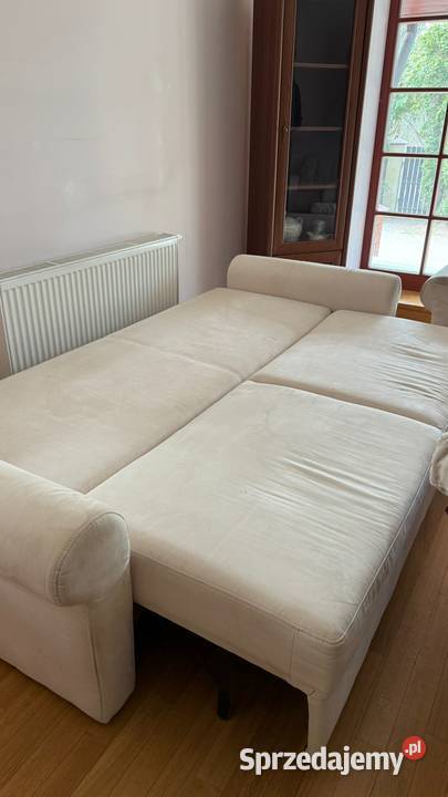 Duża sofa rozkładana z pojemnikiem kremowa Konstancin-Jeziorna