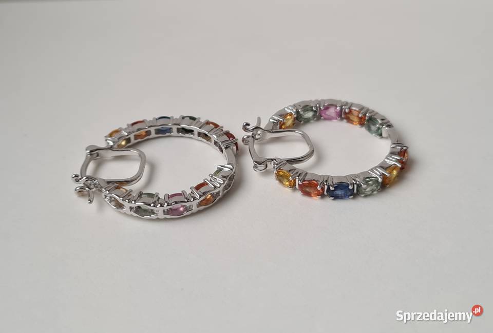 Srebrne kolczyki z szafirami korowymi srebro Otwock