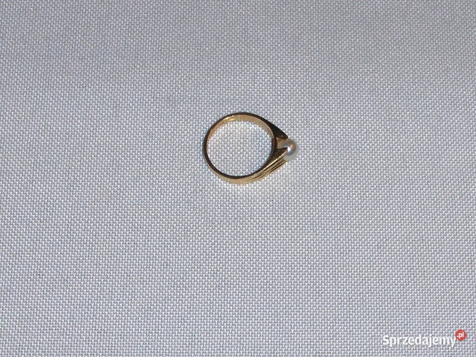 Złoty 18K pierścionek z perłą R14 39 g złoto Łódź