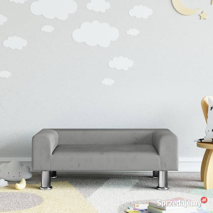 Sofa dzieci jasnoszara 70x45x265 aksamit Warszawa