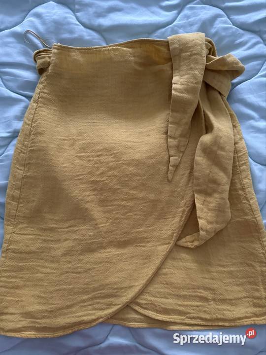Spódnica XS lniana Massimo Dutti żółta kopertowa Częstochowa