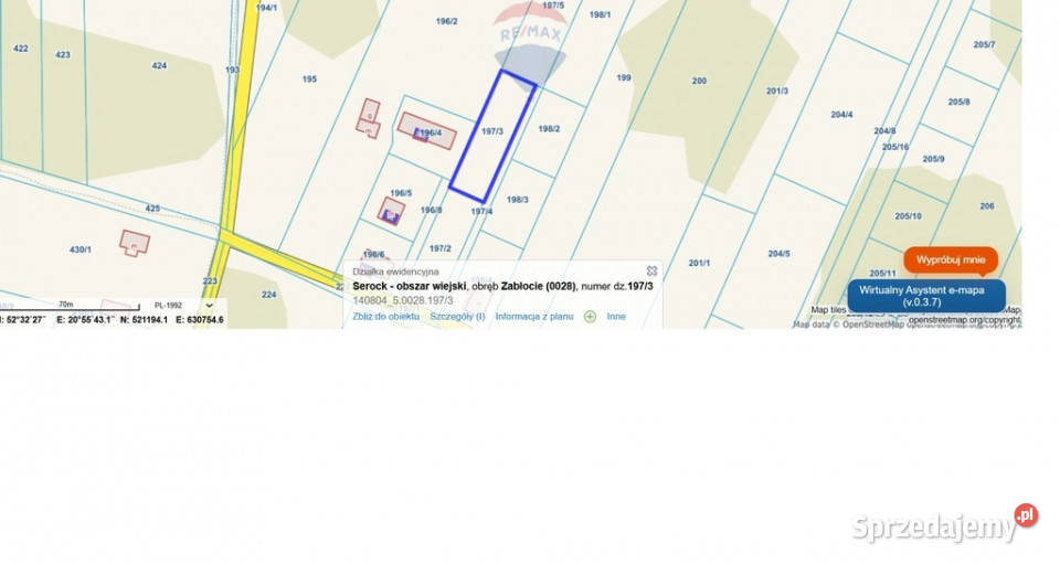 Na sprzedaż działka w Zabłociugmina Serock Zabłocie