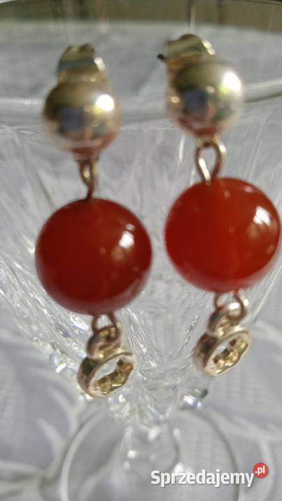 KOLCZYKI POSREBRZANE Z BURSZTYNOWYM KAMIENIEM