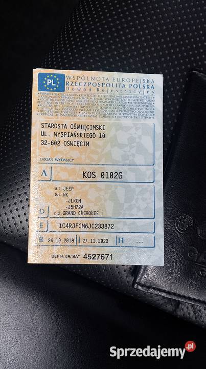 Jeep Grand Cherokee salon fv23 uszkodzony silnik kurtyny powietrzne Oświęcim