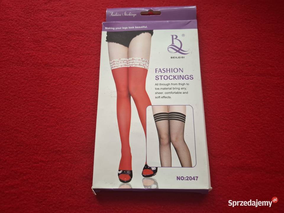 Czerwone pończochy samonośne Inna marka świętokrzyskie