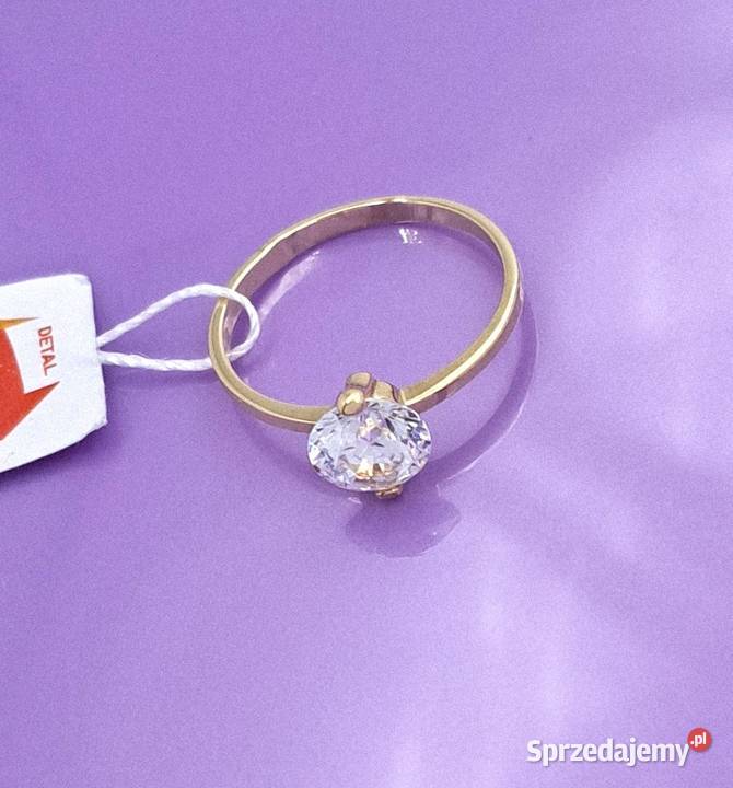 Pierścionek r16 Złoty pr585 classic z jednym Poznań