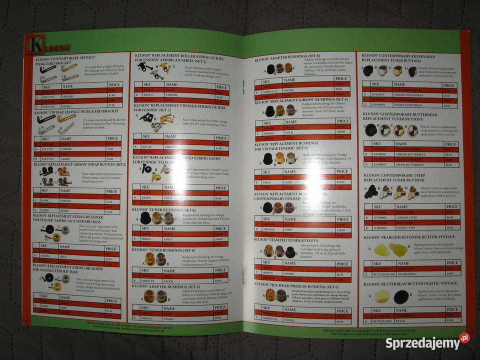 Kluson Bridges Tailpieces Parts Hardware Catalog Kępice