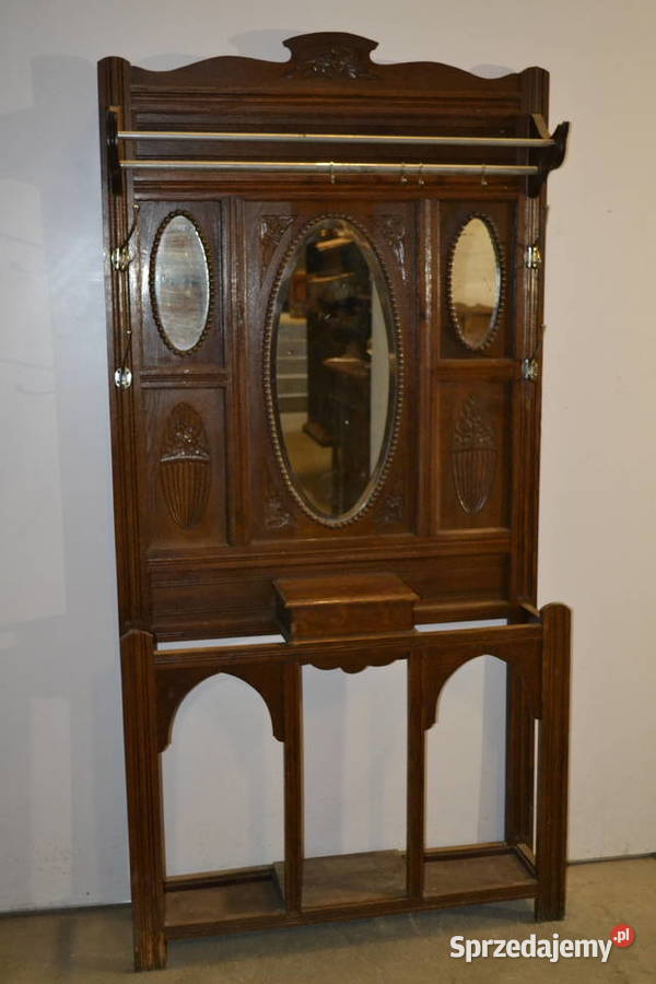 wieszak garderoba secesyjna 1930 dąb Będzin