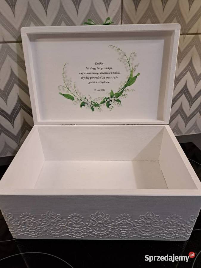 Kuferek komunijny konwalie duży personalizowany Kędzierzyn-Koźle