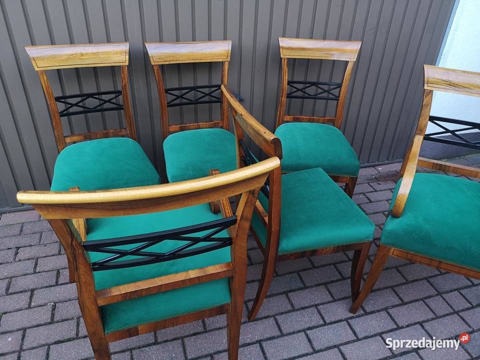 KrzesłaFotele Komplet Biedermeier Orzech Stare Swarzędz sprzedam