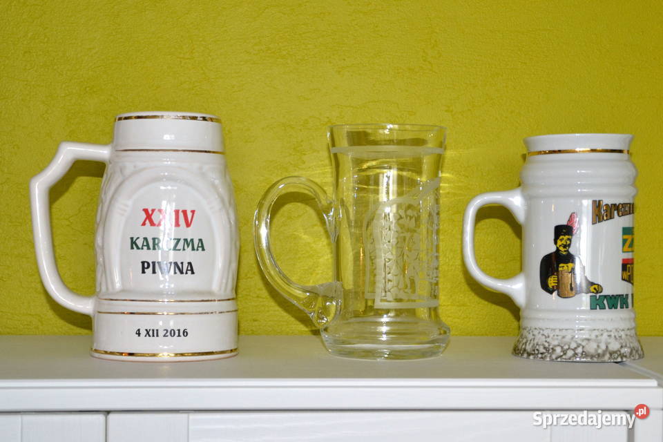 Pamiątkowe kolekcjonerskie kufle z karczmy Porcelana i szkło śląskie Mysłowice