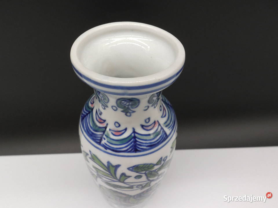Wazon ryby ręcznie malowany lata 90 porcelana Porcelana i szkło Raszków