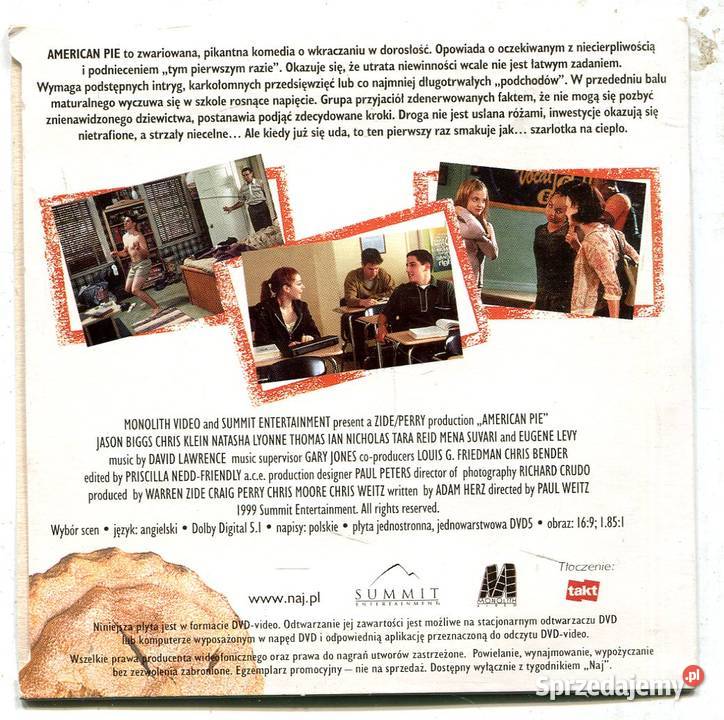 Amerivan Pie Film DVD zachodniopomorskie Szczecin
