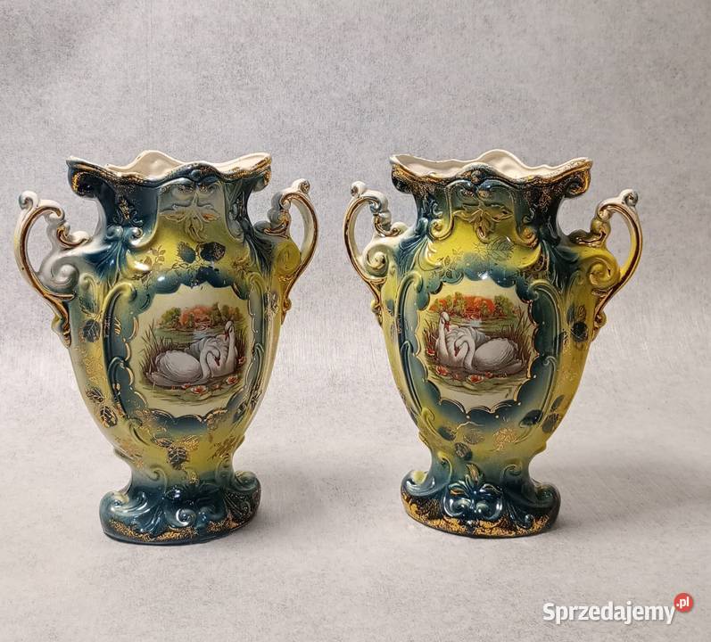 Para Wazonów Rocaille Ręcznie Malowane Złocenia zachodniopomorskie Szczecin