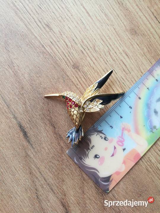 Broszka vintage 80 ptak koliberek Ozdoby zachodniopomorskie Choszczno