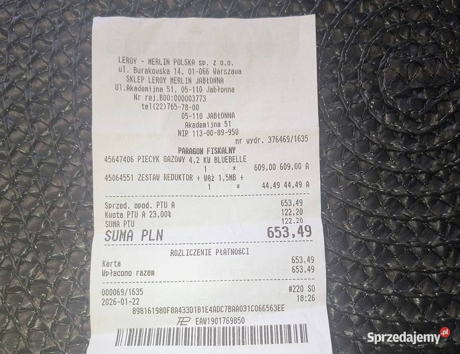 Piecyk gazowy Bluebella 42 kw reduktor i wąż do Chotomów sprzedam