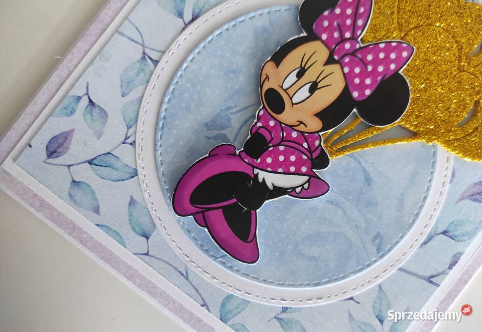 Kartka na urodziny ręcznie robiona z Myszką Łódź