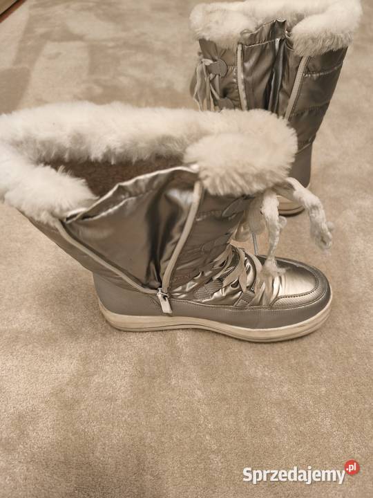 Kozaki dziewczęce rozmiar 36 szary/srebrny wielkopolskie