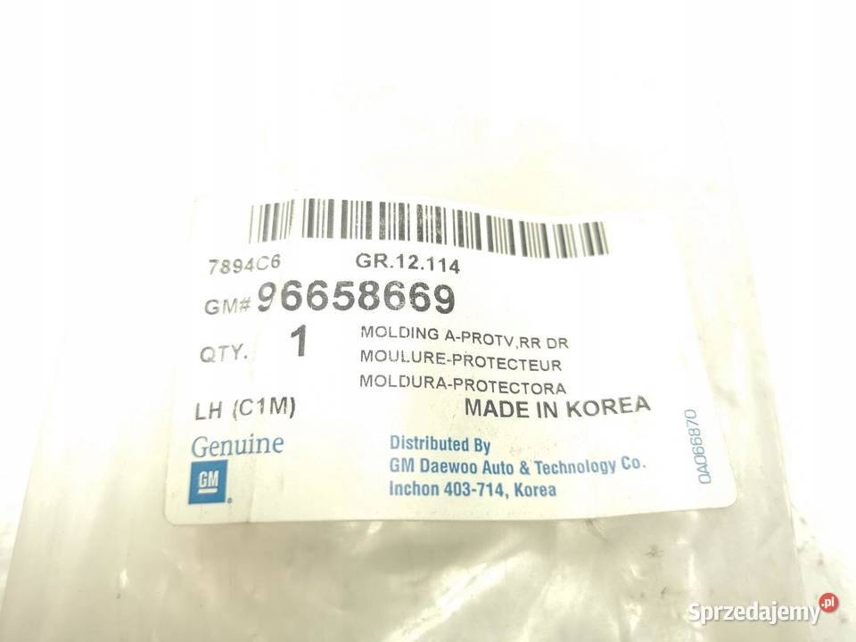 LISTWA DRZWI LEWY TYŁ CHEVROLET SPARK 0510 ORI