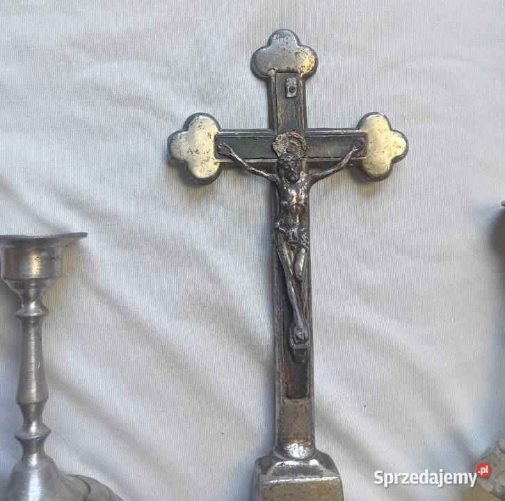 Zestaw kolędowy pasyjka Cyna niklowana około Koźminek