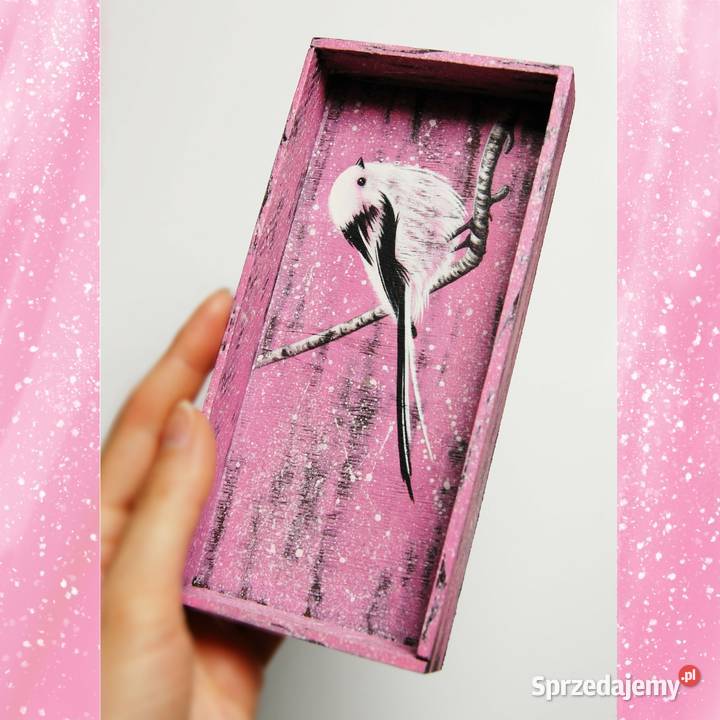Drewniana tacka malowana ptak raniuszek Dekoracje i ozdoby lubelskie Lublin