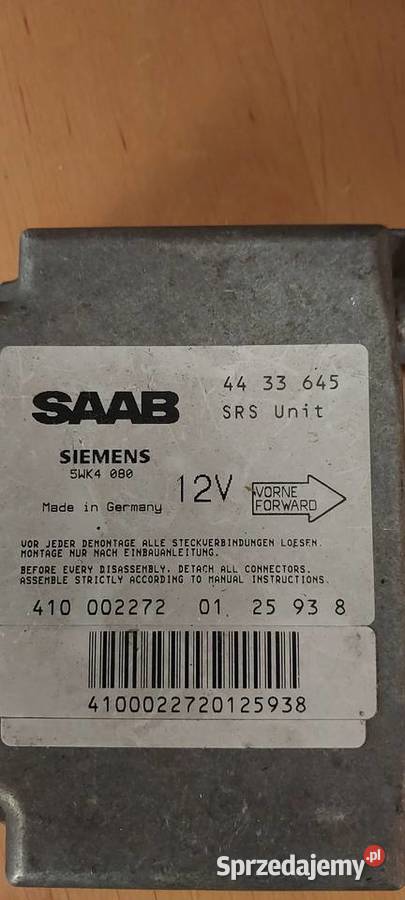Sterownik moduł airbag SRS 4433645 Saab 900 Szczecin