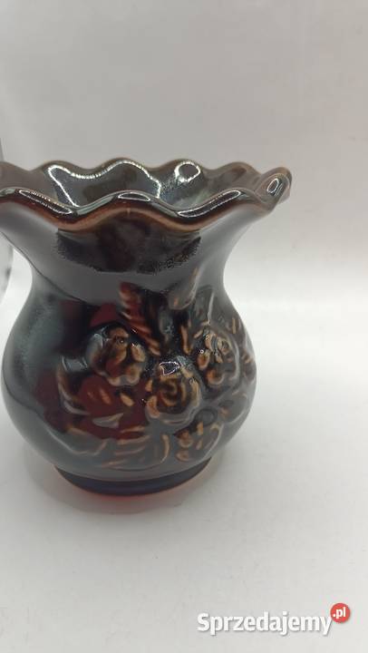 Brązowy wazon ceramiczny Sweden Zamość