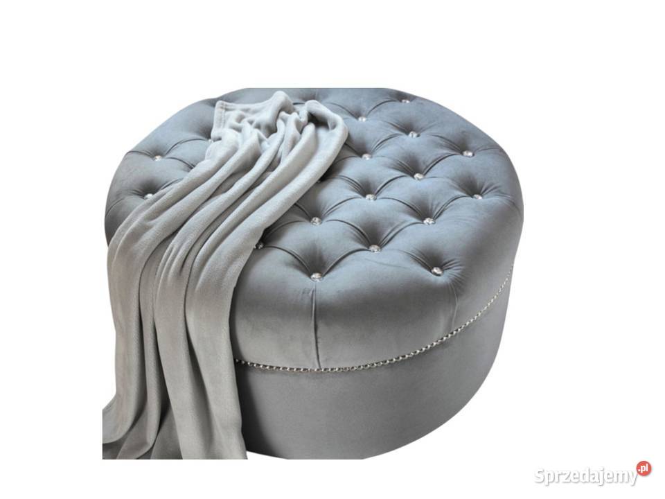 Okrągła pikowana SZARA pufa tapicerowana 60 Wrocław