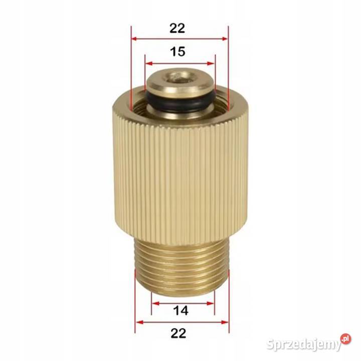 Adapter M22 Mosiądz Gwint M22 Trzpień 15 mm 14 Ludźmierz