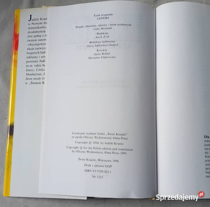 Judith Krantz Kochankowie Świat Książki 1995 r Koźminek