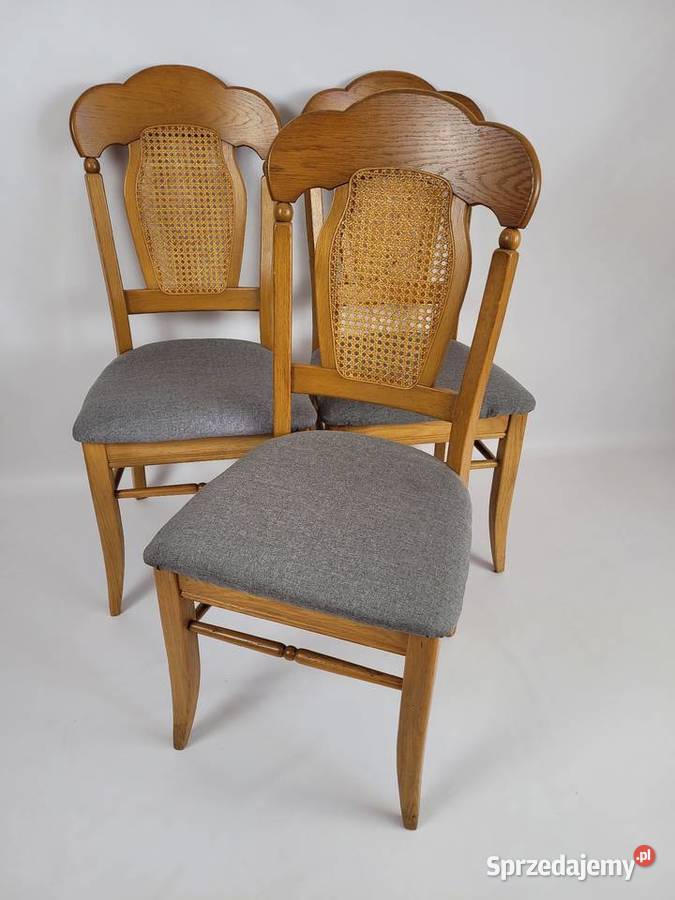 Dębowe krzesła w nowej tapicerce 3szt