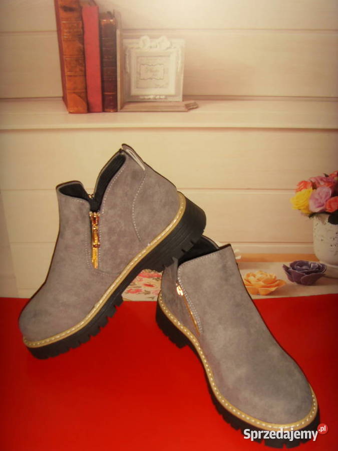 BOTKI DAMSKIE SZARE STYL CASUAL NOWE TANIO inna Wrocław sprzedam