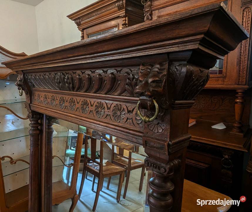 Piękne dębowe lustro neorenesansowesklep Dąbrowa Dąbrowa Górnicza