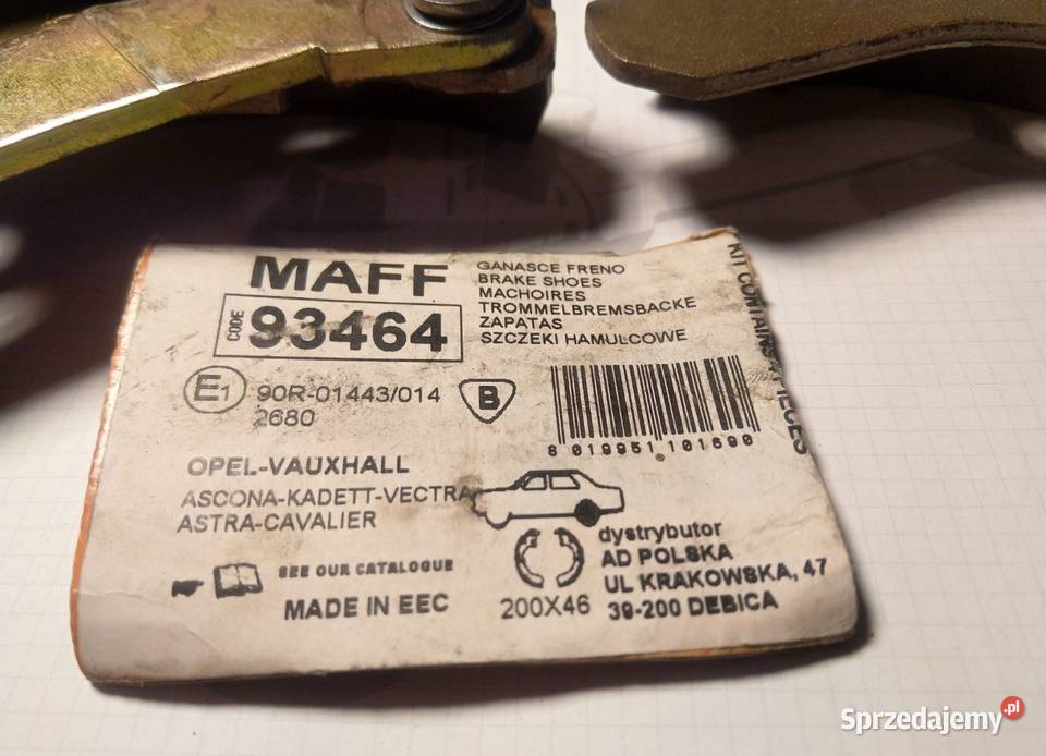 Szczęki hamulcowe Opel Ascona Kadett Maff 93464 warmińsko-mazurskie Elbląg