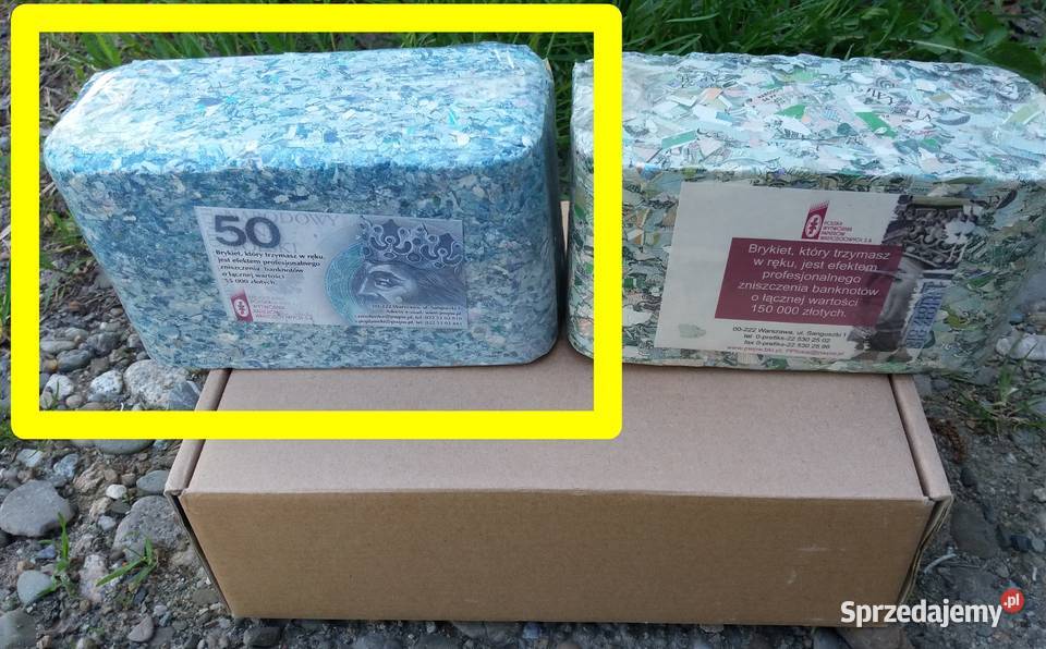 Brykiet z banknotów 50 zniszczone 55000 Tarnów sprzedam