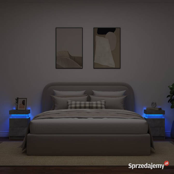 Szafki nocne z LED 2 szarość betonu 35x39x55 Nocne mazowieckie Warszawa