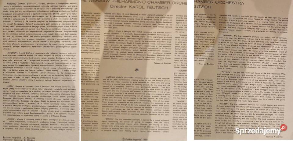 1969 Antonio Vivaldi Le Quattro Stagioni Cztery świętokrzyskie Kielce