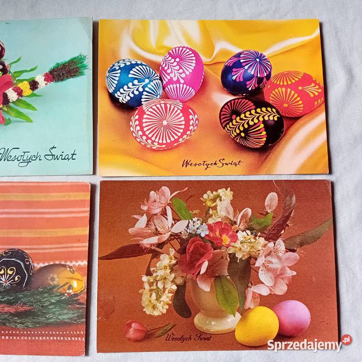 Zestaw 4 pocztówek wielkanocnych KAW 197881 r wielkopolskie Koźminek sprzedam