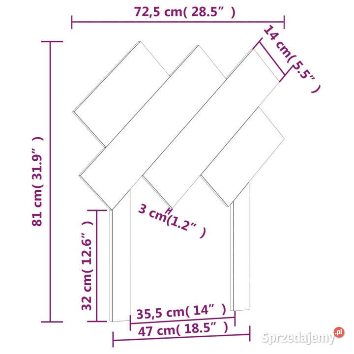 Wezgłowie łóżka czarne 725x3x81 lite drewno Warszawa