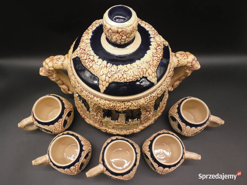 Zabytkowy niemiecki zestaw do ponczu grzańca Raszków