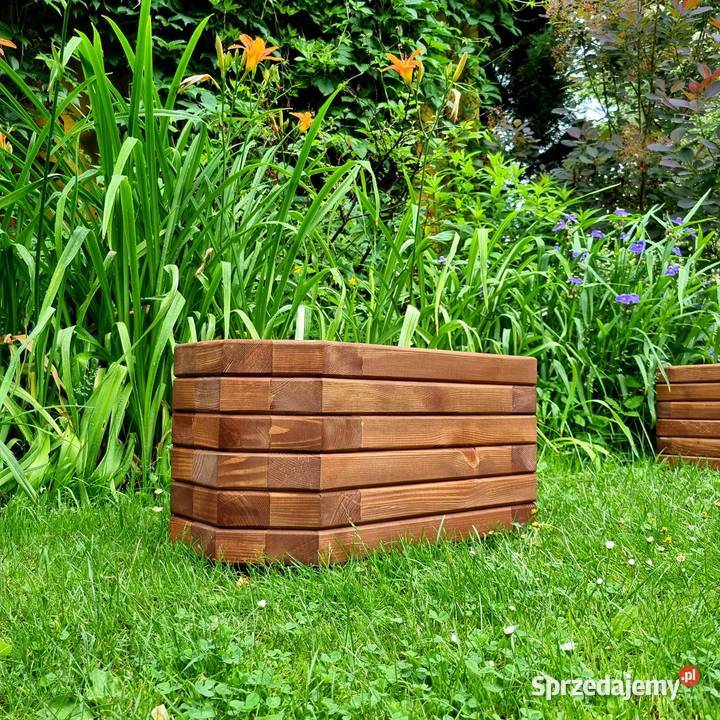 Donica drewniana prostokątna ogrodowa donica na Kalety