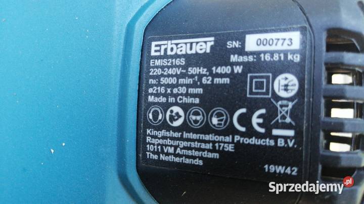 UKOŚNICA Z POSUWEM ERBAUER model EMIS216S 1400W wielkopolskie Wyrzeka