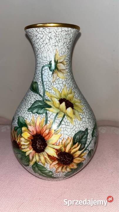 Wazon Słoneczniki Ręcznie zdobiony Sygnowany Gdańsk
